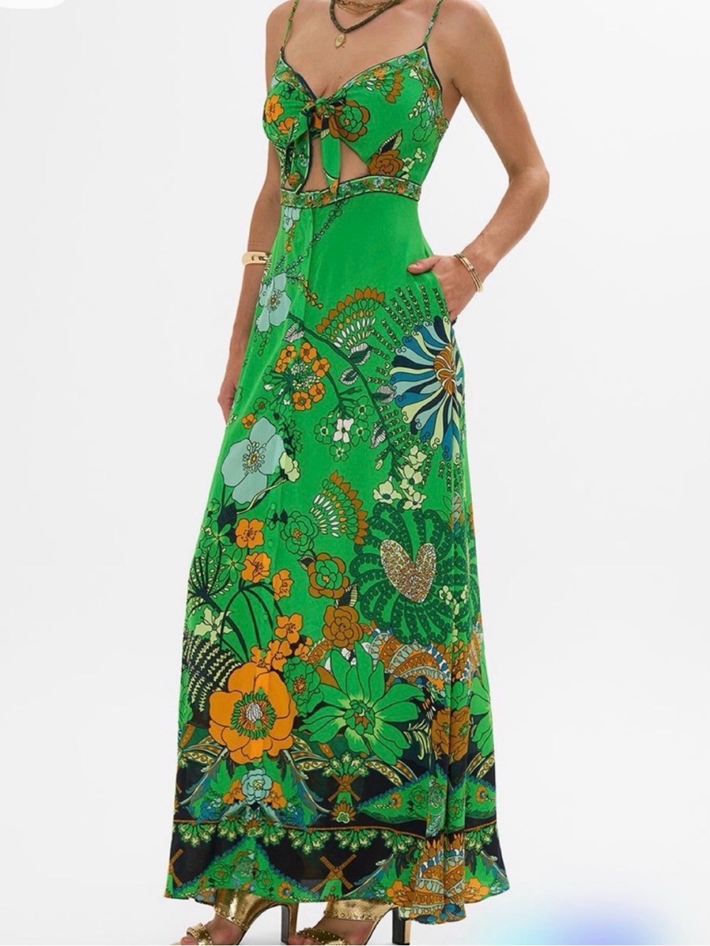 Camilla Green Floral Tie-Front Maxi Dress - Picture 5 of 5
